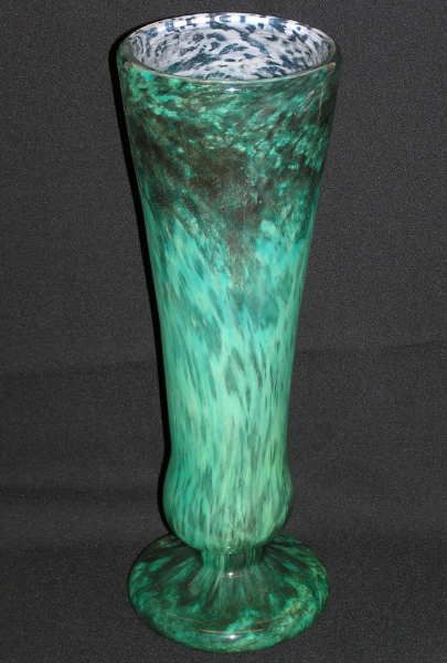 Daum Nancy Art Deco Period Green Glass Vase 17 in 43 cm  