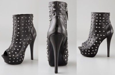 NEW ROCK & REPUBLIC GABRIEL STUDDED PEEP TOE LEATHER BOOTIE 5  