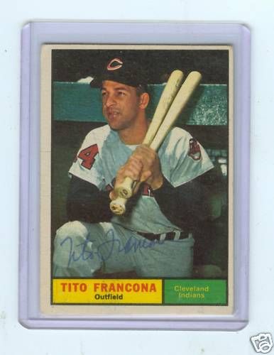 1961 TOPPS #503 TITO FRANCONA AUTOGRAPH AUTO   INDIANS  