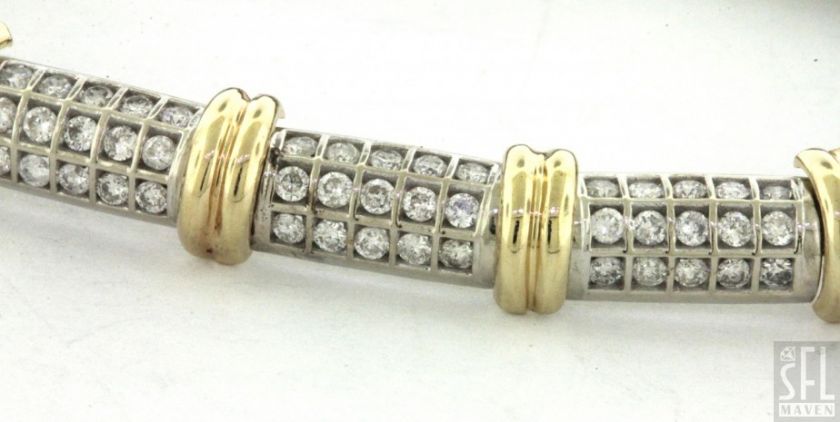 HEAVY 14K 2 TONE GOLD HIGH FASHION 4.0CT DIAMOND CLUSTER LINK BRACELET 