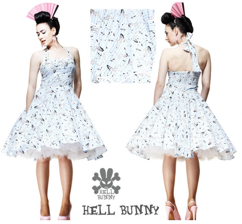 Hell Bunny Seasick Sue Pin Up Rockabilly Retro Vintage Swing Dress 