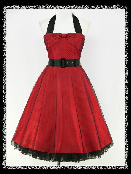 dress190 RED HALTER 40s 50s ROCKABILLY RETRO COCKTAIL PROM PARTY 