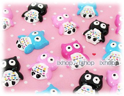 12 pcs Owl Resin Cabochon Flatback 7100/24 6009 0345  