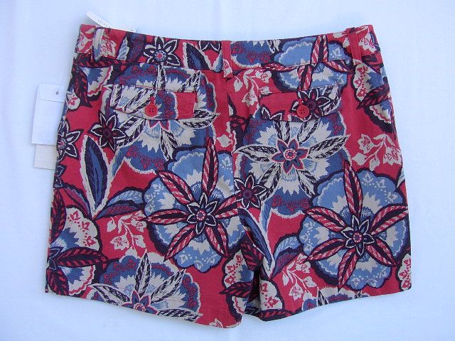 Jones New York Sport Petite Stretch Shorts Red/Blue NEW  