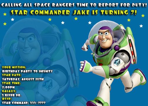 TOY STORY BUZZ LIGHTYEAR BIRTHDAY PARTY INVITATIONS  