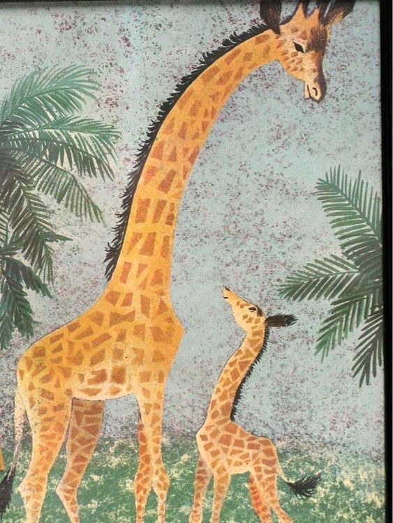   Giraffe Mom Baby Nursery Kids Childs Wall Art Framed Hanging  