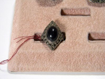 Vintage Sterling Silver Rings with Onyx and Marcasite Stones  