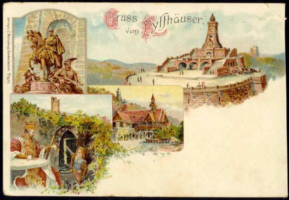 germany, Gruss vom KYFFHÄUSER, Denkmal (ca. 1899) Litho  