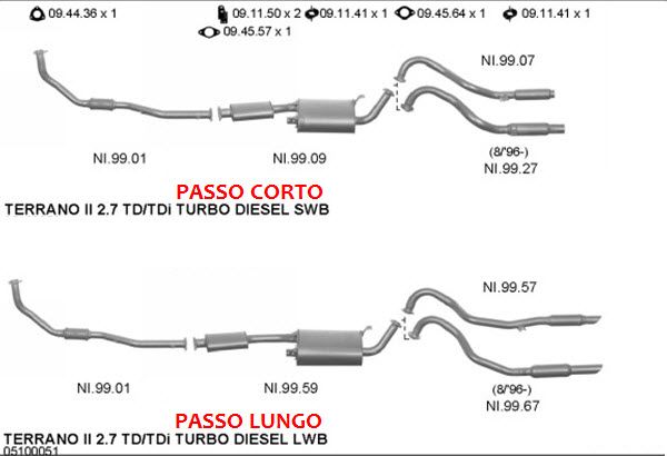 MARMITTA POSTERIORE NISSAN TERRANO FORD MAVERICK 2.7 TD  