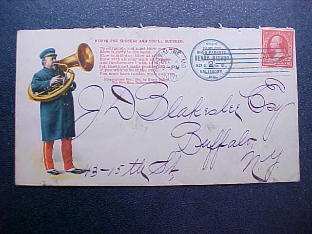 MD BALTIMORE 1902 MULTICOLOR TUBA PLAYER AD COVER  