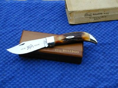 CASE XX 1965 1969 GENUINE BURNT STAG BULLDOG CLASP KNIFE 47 + YEARS 