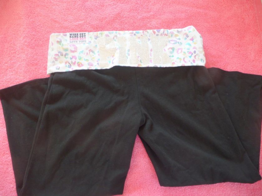 NWT Victorias Secret BLING Pink Crop Yoga Pant L  