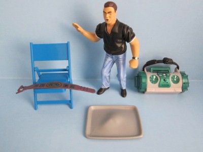 WWE Accessories lot   Figure, Tray w/face, Chair, Champ belt, boom box 