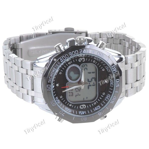 Solar Digital & Quartz Alarm Stopwatch Watch W5 091F  