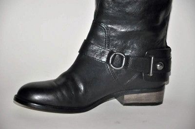 COACH NATALE Black Motorcycle Leather Boots Women 8  