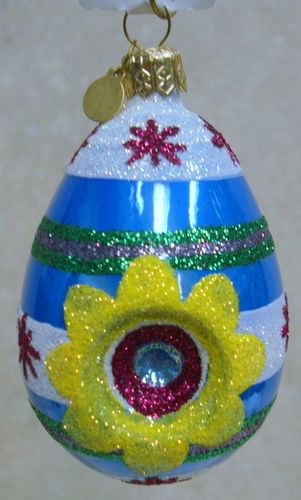 Dept 56 Sm Egg Ornament Blue GLITTERVILLE Easter 29279  