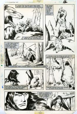 JOHN BUSCEMA   CONAN MOVIE #1 PG 11 ORIG ART WOLVES  