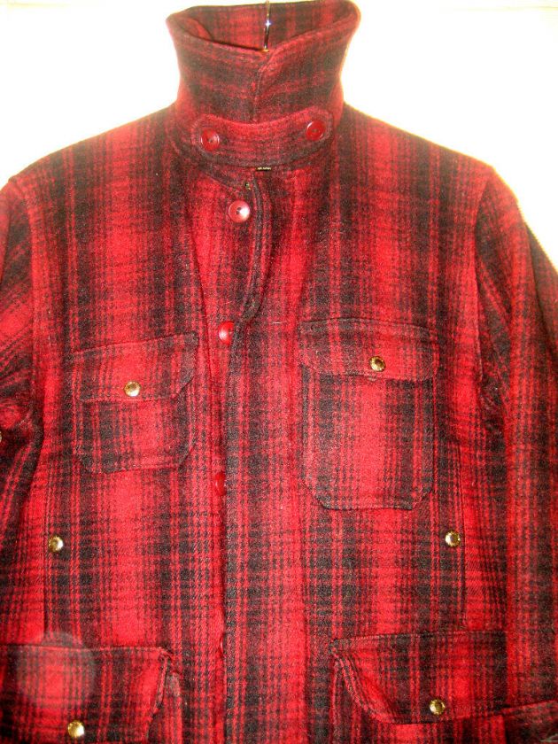 WOOLRICH vtg 50s MACKINAW BUFFALO PLAID GAME HUNTING COAT ALL 