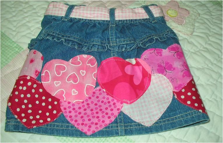 CUSTOM BOUTIQUE VALENTINES DENIM 3PC SKIRTJACKET SET 2T  