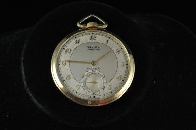 VINTAGE 43MM GRUEN VERI THING 17J POCKETWATCH KEEPING TIME 