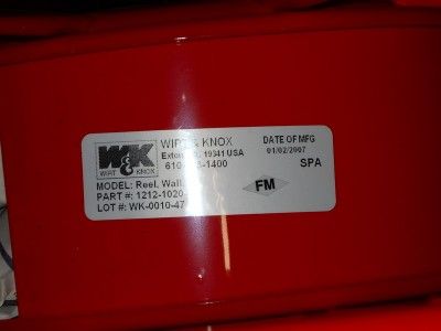 WIRT AND KNOX 1212 1020 FIRE HOSE REEL, NIB  