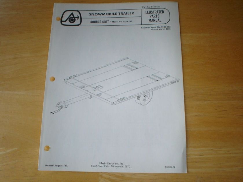 Arctic Cat Snowmobile Trailer Parts Manual Double Unit Vintage  