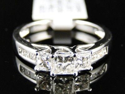   PRINCESS CUT ANNIVERSARY ENGAGEMENT DIAMOND 3 STONE RING 1 CT  