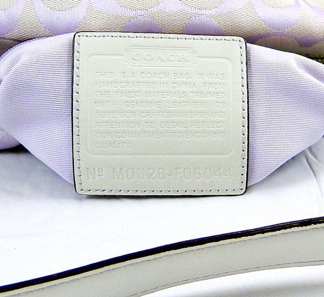Coach Signature Hobo Jacquard Leather Lilac & White # 6044  
