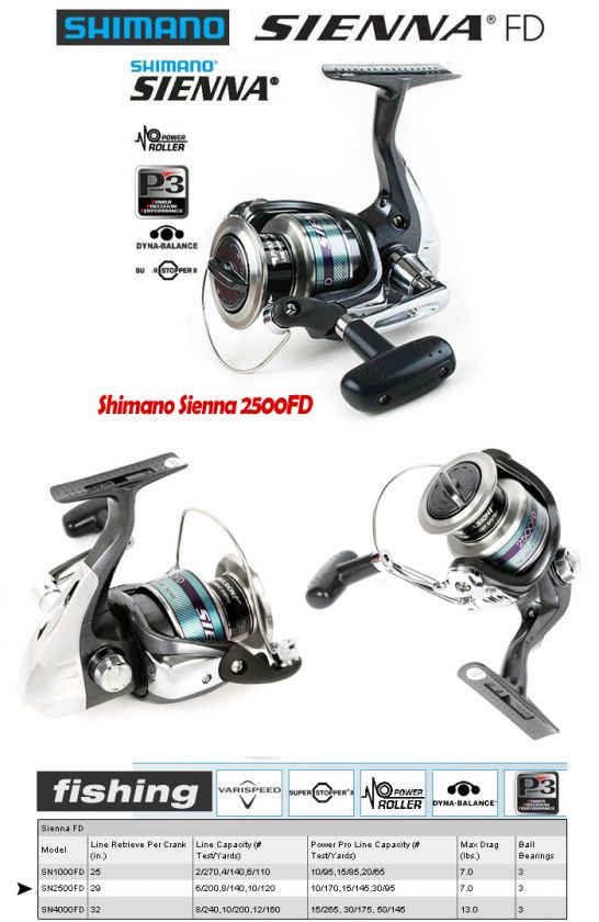 SHIMANO SIENNA 2500FD 2500 FD FD2500 SPINNING REEL NEW  