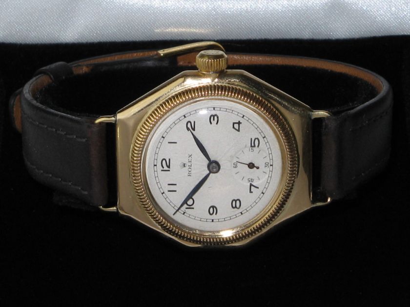 ANTIQUE ROLEX OCTAGONAL OYSTER 18K GOLD GENTS WATCH  