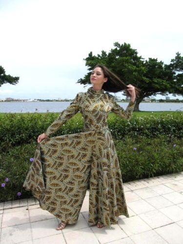 MR. BLACKWELL VINTAGE METALLIC BROCADE JUMPSUIT GOWN~M  