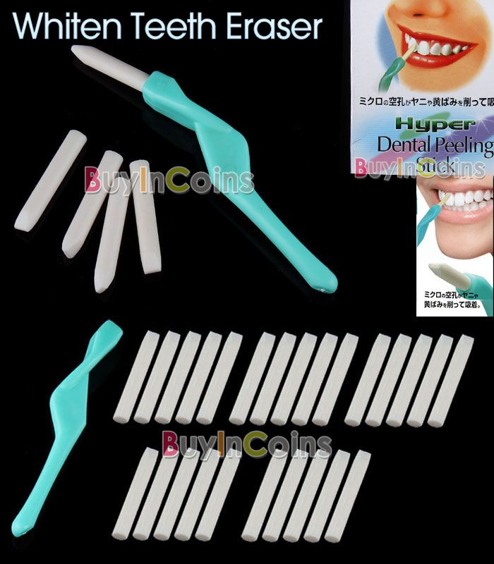 Whiten Teeth Tooth Dental Peeling Stick + 25 Pcs Eraser  