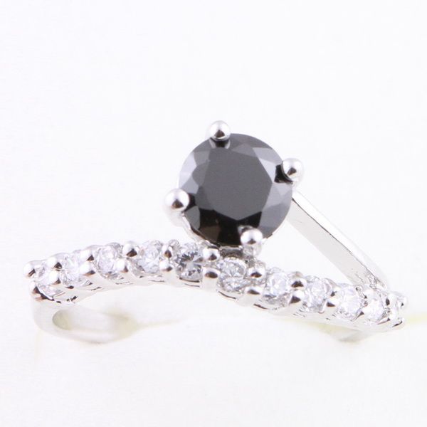 Black Sapphire on Wave A135n Wedding 18kgp Ring  