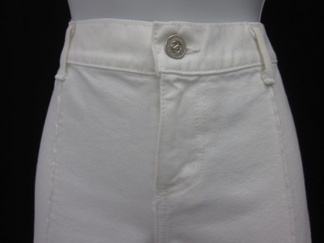 JUICY JEANS White Cotton Denim Pintuck Flare Jeans 32  