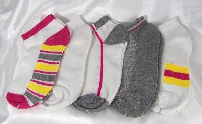 SOCKS Ladies PINK GREY WHITE No Show Golf Ankle 5 Pair  