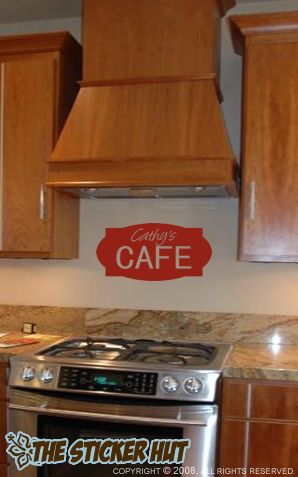 YOUR TEXT Cafe Kitchen Sign Vinyl Wall Saying Letter Word Decals 