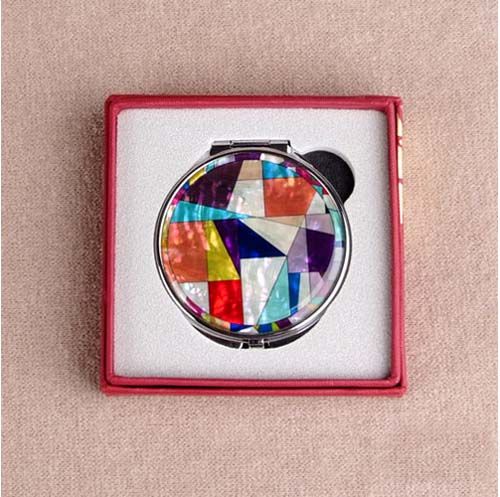 Mother of Pearl Make up Compact Mirror   Patchworked (Large Size 