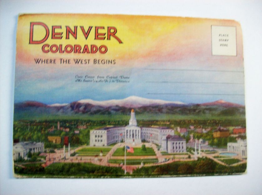   POSTCARD BOOKLET SOUVENIR ALBUM OF 18 VIEWS, DENVER, COLORADO  