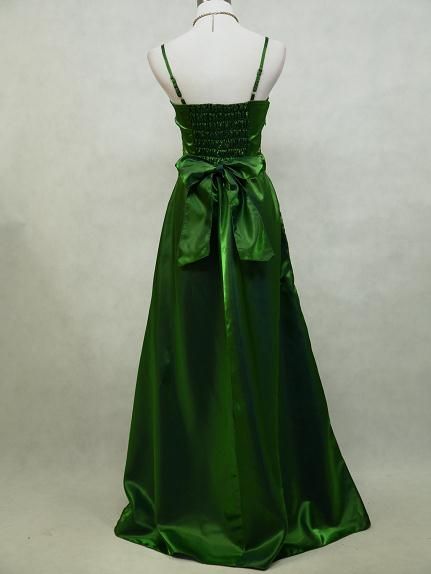   Satin Dark Green Sparkle Ball/Prom Gown Wedding/Evening Dress UK 12 14
