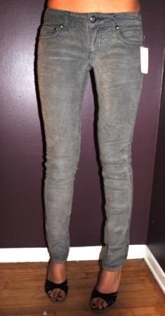 Free People Super Skinny 5 Pocket GREY CORD Jeans PANTS  