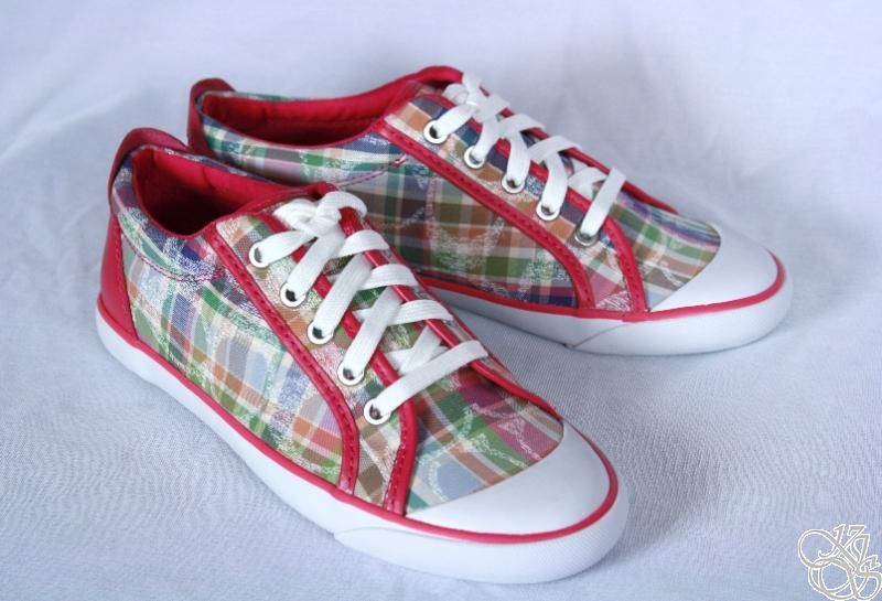 COACH Barrett Poppy Beach Plaid Silver Multi/Pink Womens Sneakers 