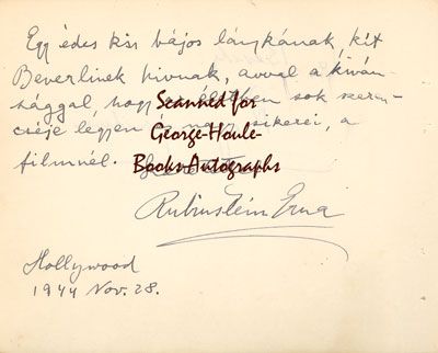 REGINALD GARDINER~AUTOGRAPH~ERNA RUBINSTEIN~1944  