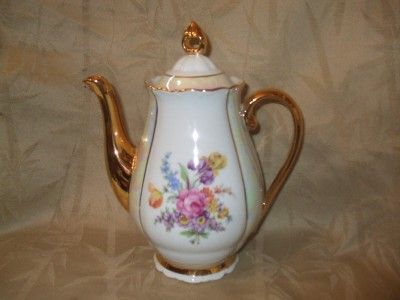 FLORAL& LUSTRE BONE CHINA COFFEE SERVICE CZECHOSLOVAKIA  