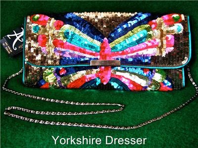 New FAB Monsoon Accessorize BUTTERFLY Sequin Clutch BAG  