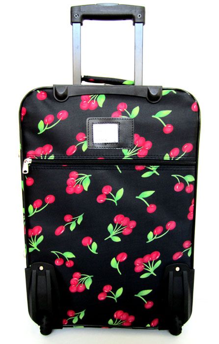 Piece Luggage Set Travel Bag Rolling Wheel Upright Red Cherry  
