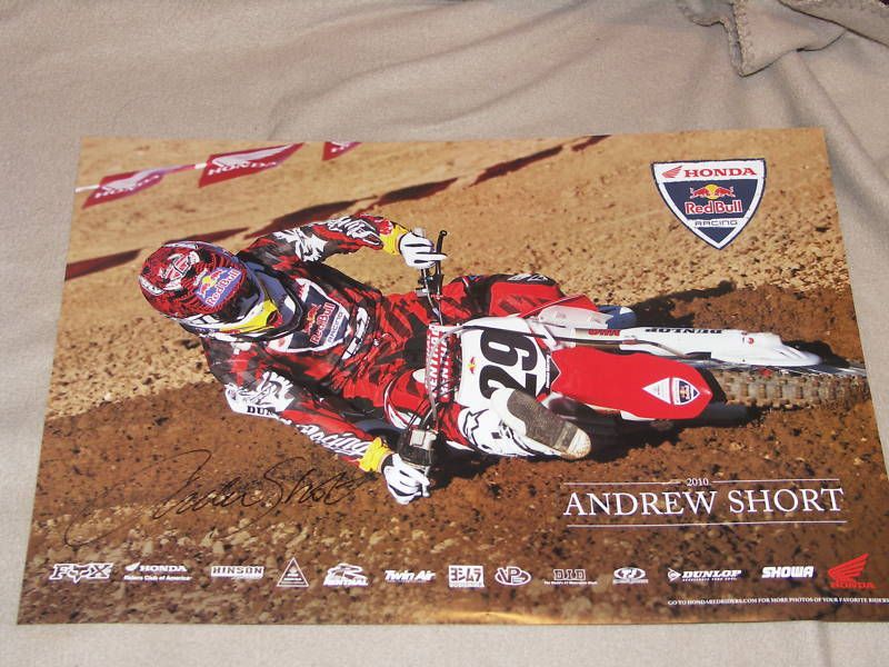 ANDREW SHORT Signed 2010 HONDA POSTER *MOTOCROSS coa   