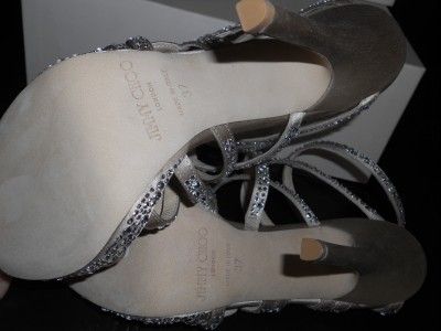 Jimmy Choo DART Crystal Embellished Strappy Satin Platform Sandals 