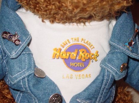 Hard Rock LAS VEGAS 1998 Denim Jacket JUMBO TEDDY BEAR  