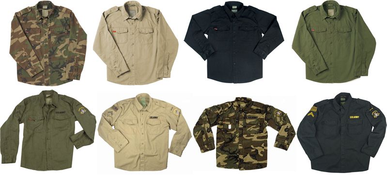 Camo Military Special Forces Vintage BDU Fatigue Shirts  