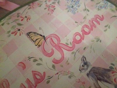   COTTAGE CHIC PINK ROSES WALL HP NURSERY DECOR BABY GIRL SIMPLY VINTAGE
